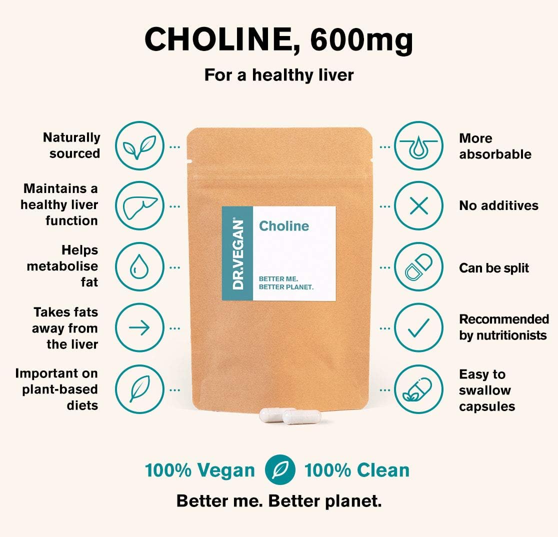 Choline Bitartrate 600mg Supplement, White, 60 count (Pack of 1) - Image 3