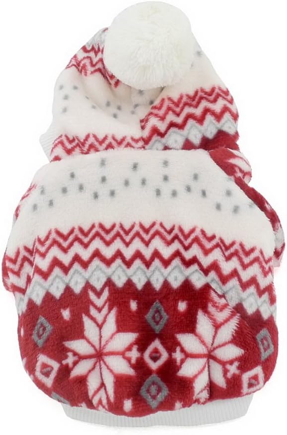 SELMAI Small Dog Fleece Coat Pet Hoodie Snowflake Girl Puppy Christmas Xmas Clothes Costumes Red S, S (Chest:28-32cm; Back:18-22cm) - Image 3