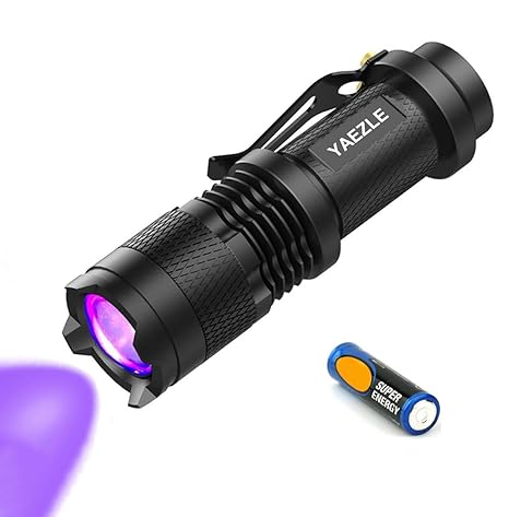 Linterna UV, Luz Negra, Ultravioleta pequeña mano 395 nm LED, Detector de orina para mascotas, perros y gatos, Lámpara UV para Inspección de Agentes ...