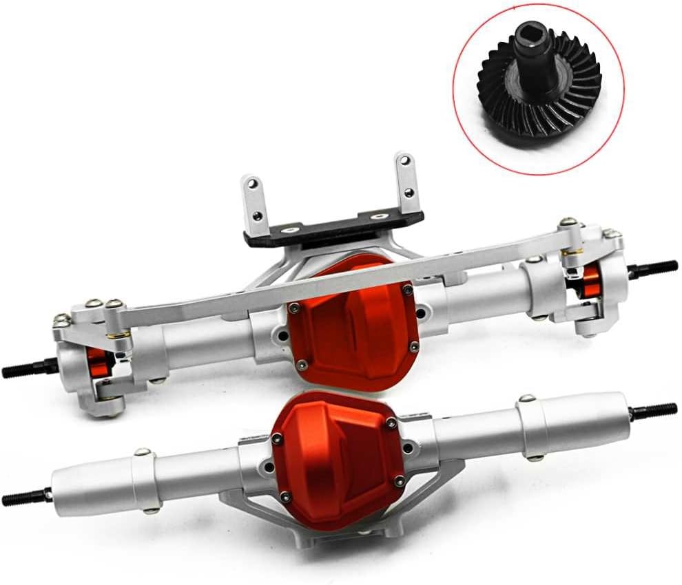 XUNJIAJIE 1/10 RC Car Aluminum Alloy Front and Rear Axle for Axial SCX10 RC Crawler Car (Matte-silver)