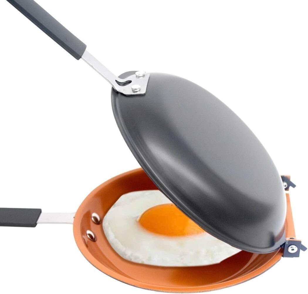 Gotham Steel Double Pan – Nonstick Copper Easy to Flip Pan with Rubber Grip Handles for Fluffy Pancakes, Perfect Omelets, Frittatas, French Toast and More! Dishwasher Safe: Kitchen & Dining