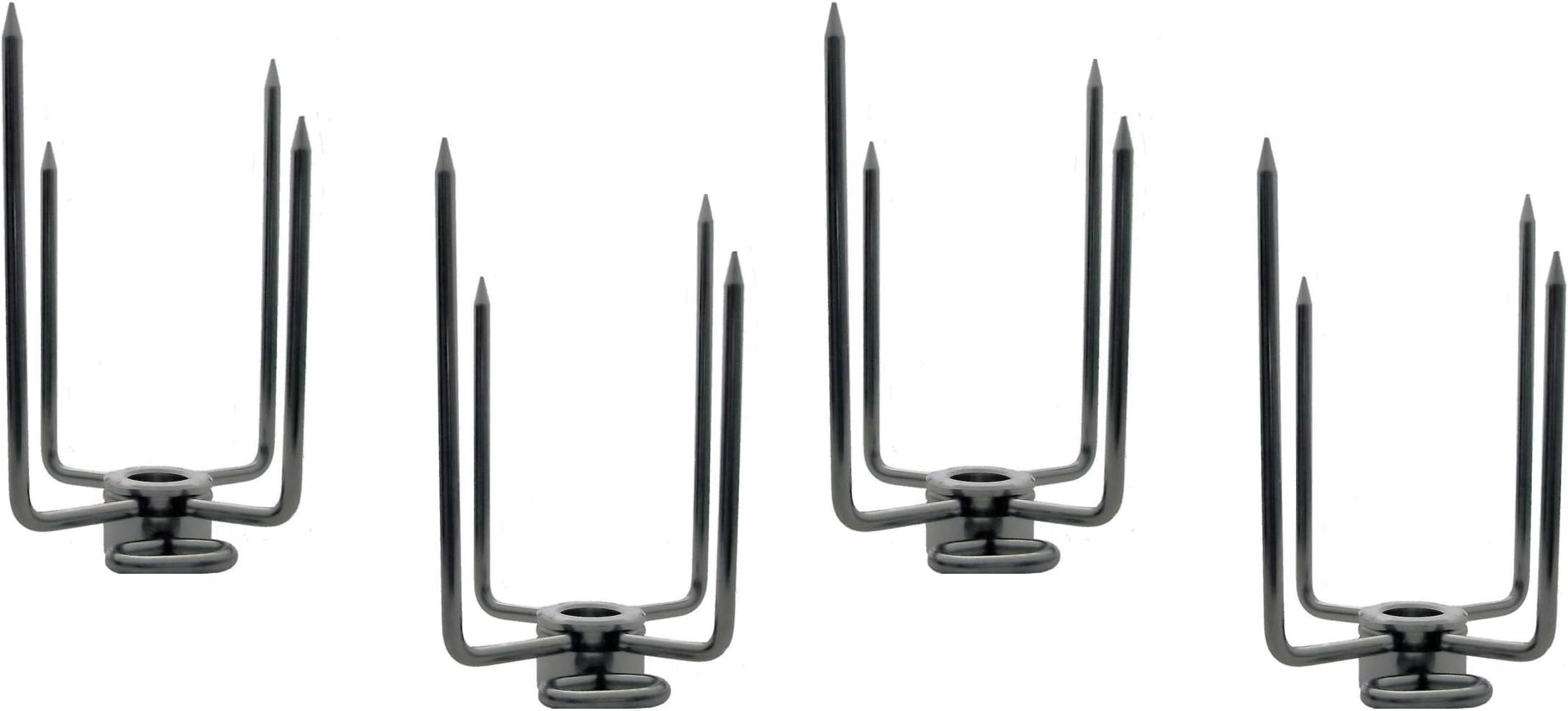OneGrill Stainless Steel Grill Rotisserie Spit Rod Forks (Fits: 1/2 Inch Hexagon, 3/8 Inch Square, 1/2 Inch Round). 2-Pack (Includes 2 Sets)