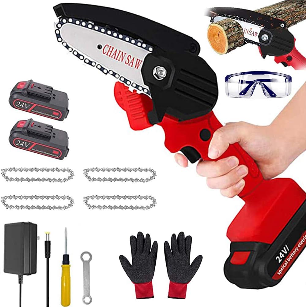 Mini Chainsaw 4Inch Cordless Handheld Electric Portable Chain Saw with