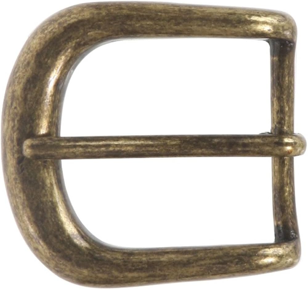 1 1/4" (32 mm) Single Prong Solid Brass Horseshoe Belt Buckle, Antique Brass: Clothing