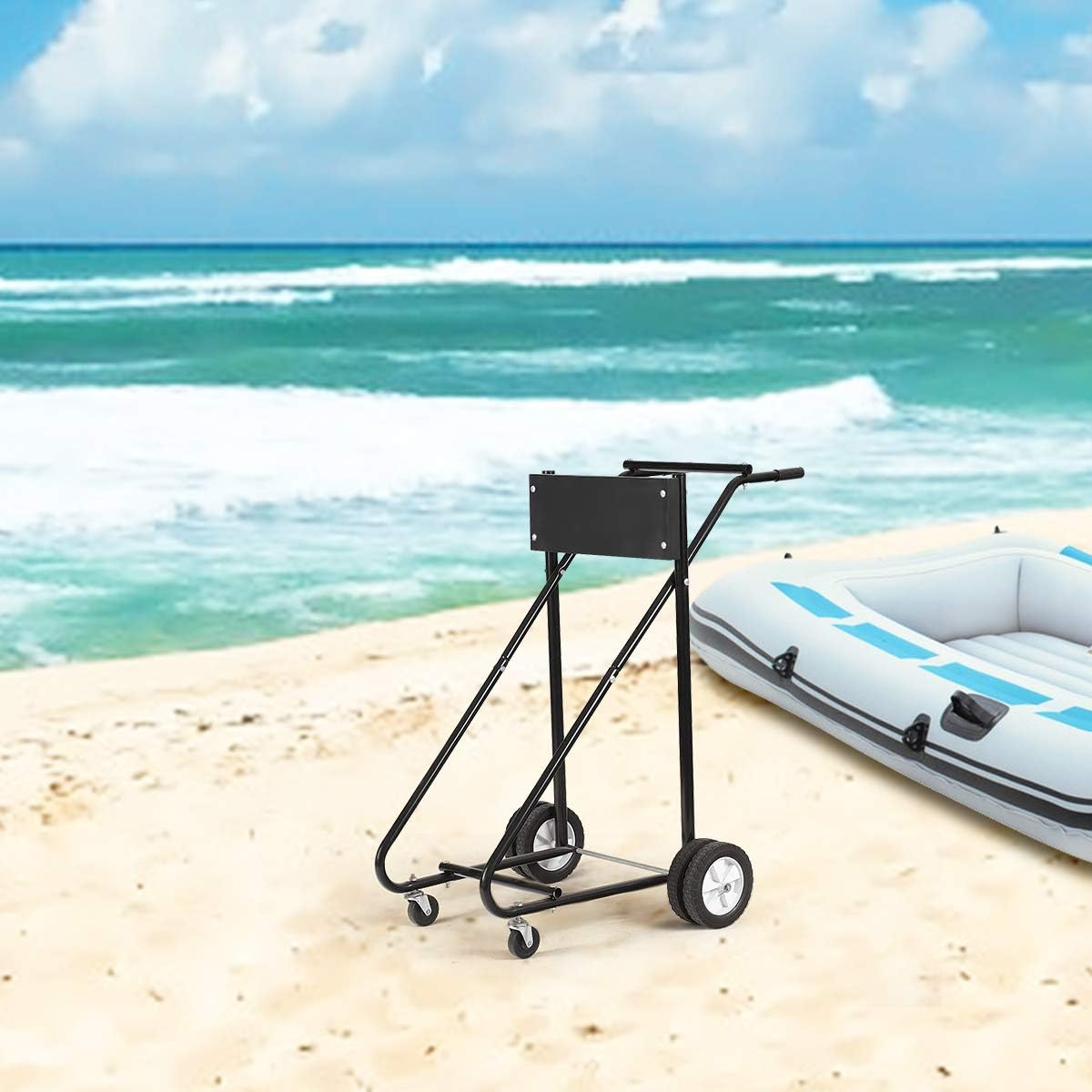 Goplus Boat Motor Stand, 315 LBS Heavy Duty Pro Outboard Engine Carrier Cart Dolly Storage (Black) (Black): Automotive