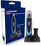 Nose Hair Trimmer for Men Women/Ladies Battery Operated Electric Sharp Stainless Steel Rotary Dual-Edge Blades System with Sideburns Trimmer Head by LUUKMONDE