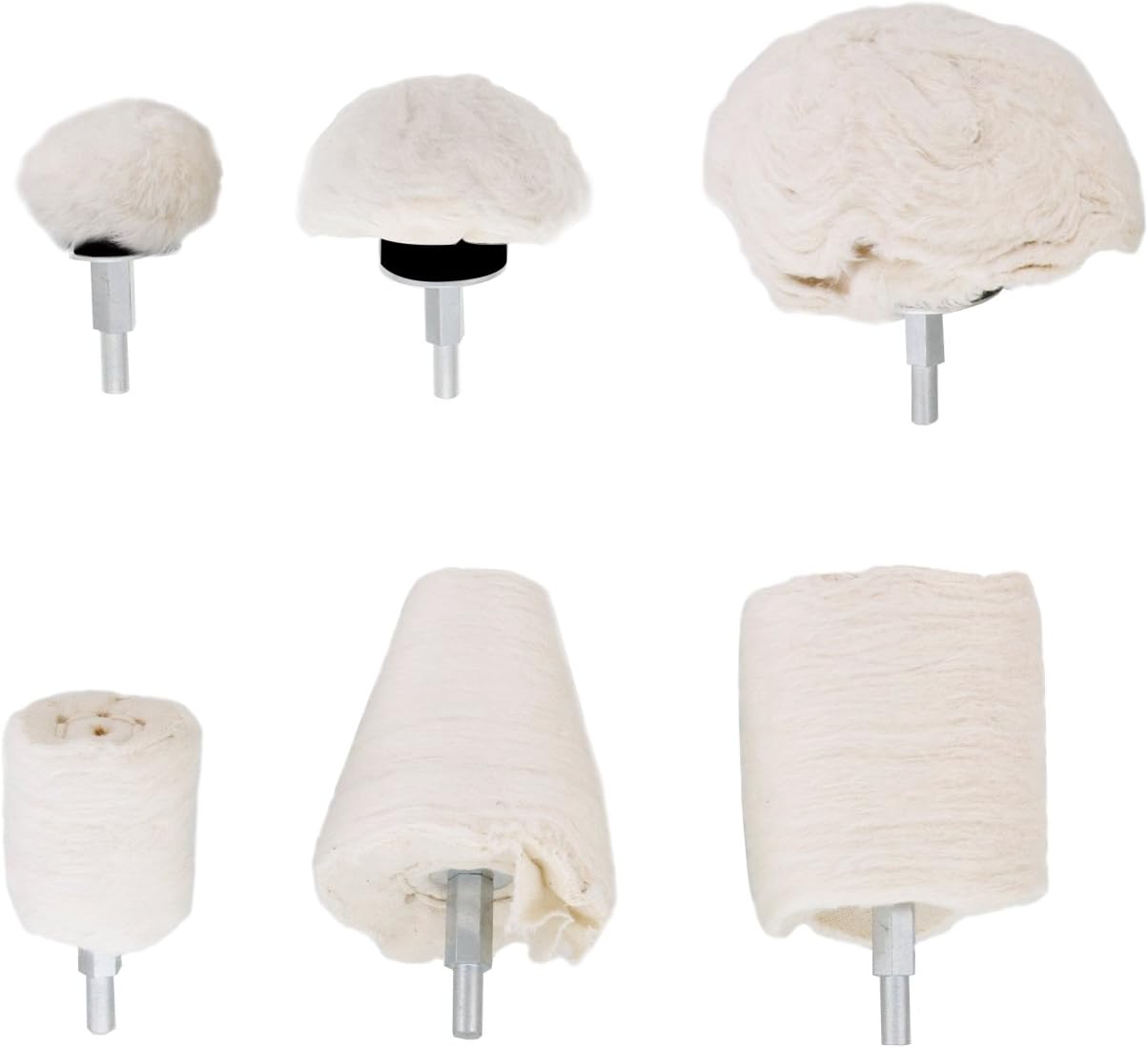 TCP Global 7 Piece Cotton Buffing & Polishing Pad Wheel Set for Drills - 3/8" Shanks - Polish & Buff Rims Buff-7