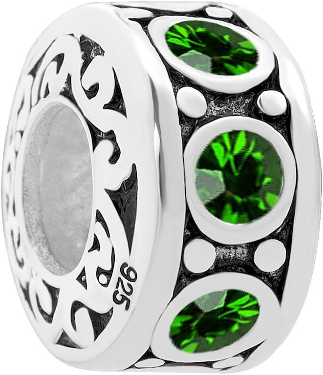 Mel Crouch Vintage 925 Sterling Silver Round Charms Jan-Dec Birthstone Charms Crystal For Bracelets