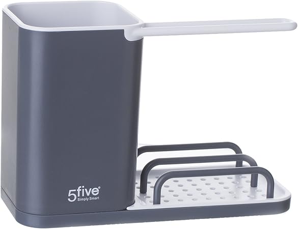 Silley Rangement évier Organisateur Pour évier Cuisine à Poser Gris Range éponges Liquide Vaisselle Ustensiles Torchons Micro Fibres