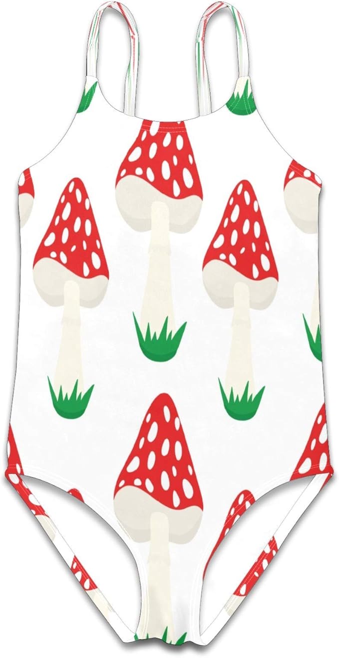Girl's onePiece Bathing Suit Swimsuit Red Mushroom Swimwear Amazon.ca Clothing & Accessories