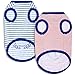 Blueberry Pet Soft & Comfy Summer Vacation Beach Cotton Dog T-Shirts, 2 Pack, Sunshine Sea Lover Striped Shirts Tank Top Clothes, Back Length 14
