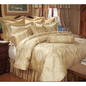 Amazon Com 9 Piece King Gold Imperial Comforter Set Home Kitchen