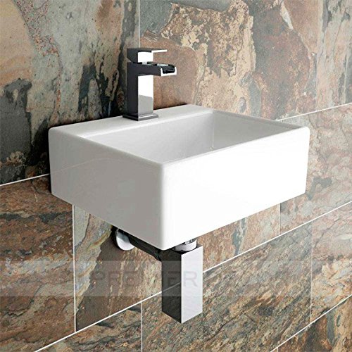 Cuba de Apoio e Pendurar Parede Banheiro Lavabo Sobrepor Retangular de Porcelana Cerâmica Louça C284 - Premierdecor