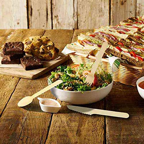 Knives(100) And Spoons(100) - Disposable Wooden Cutlery 300 Pack Ks Knives And Spoons Perfect Alternative Plastic P215 - Gray Butterfly Under Rooster Party Microwave Mikasa Knives(100) Por - Thumbnail 4