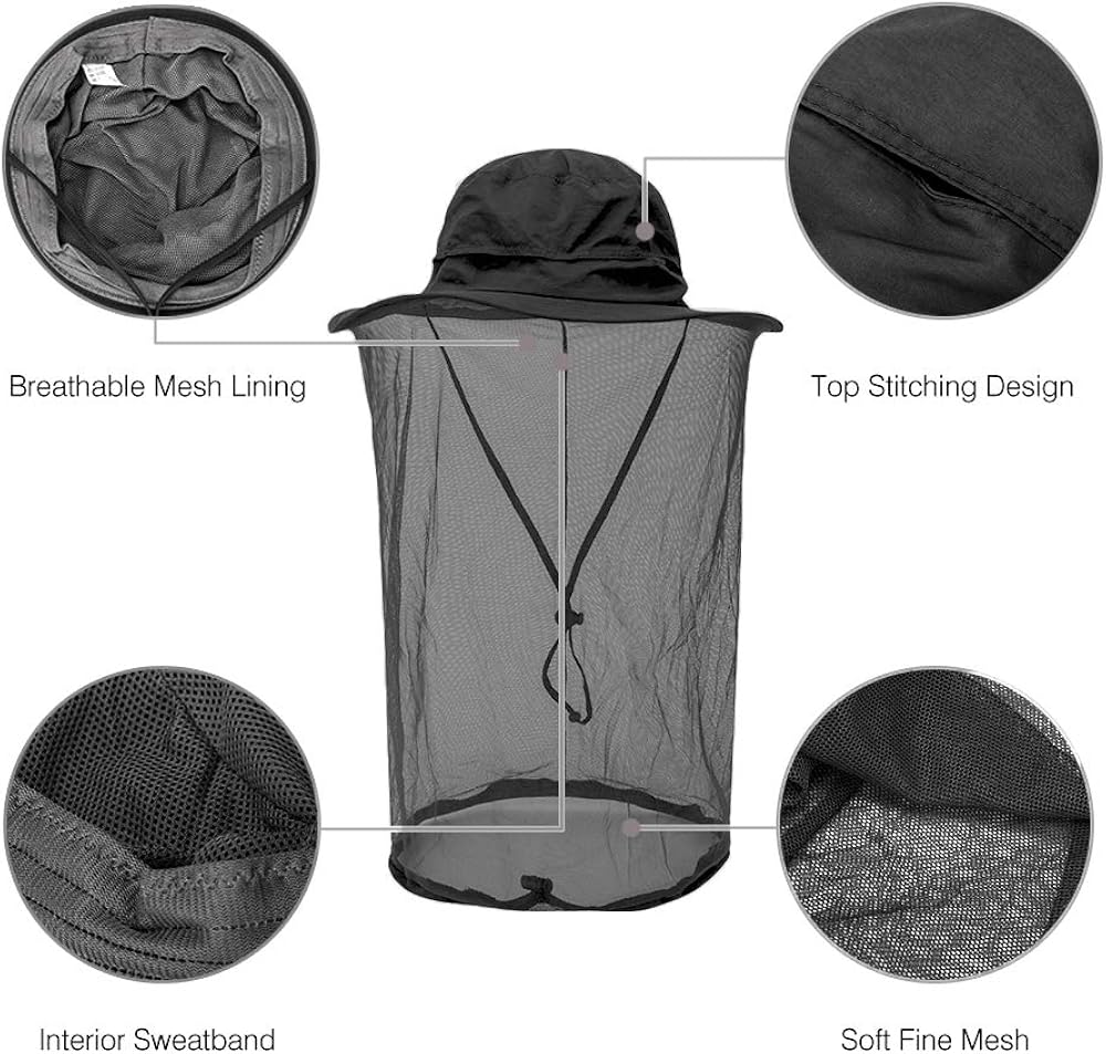 AYAMAYA Mosquito Head Net Hat, Quick Dry Bucket Sun Hat with Net Mesh for Men & Women - Image 3