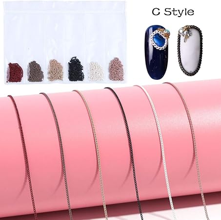 Amazon 6色ネイルアートメタルチェーンロックパンク3d装飾50センチカラフルな中空フラットマニキュアアクセサリーネイル合金スタッドsa760 Cスタイル Wolfrule ネイル 通販