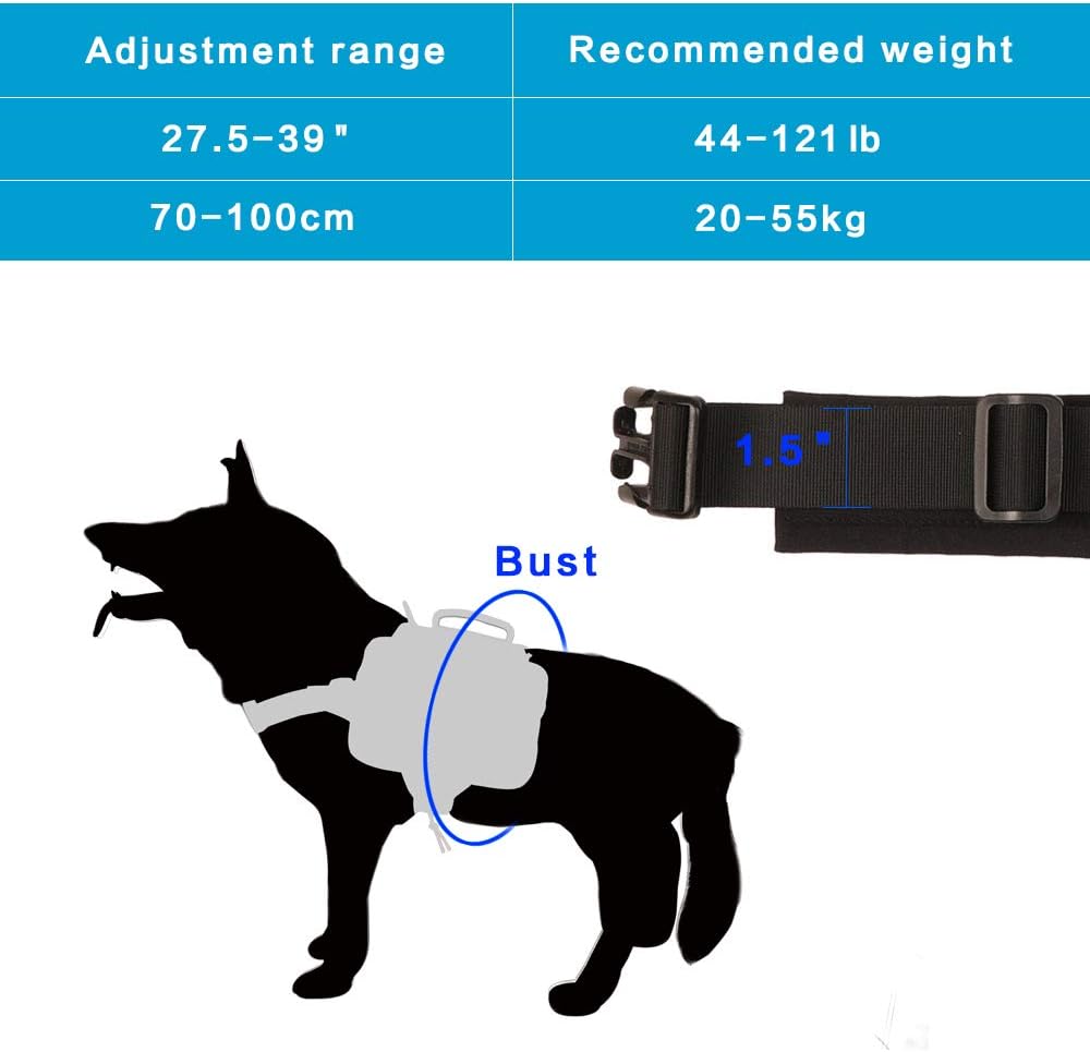 EXCELLENT ELITE SPANKER Dog Pack Hound Saddle Bag Backpack for Travel Camping Hiking Medium & Large Dogs with 2 Capacious Side Pockets(BLK-L) - Image 3
