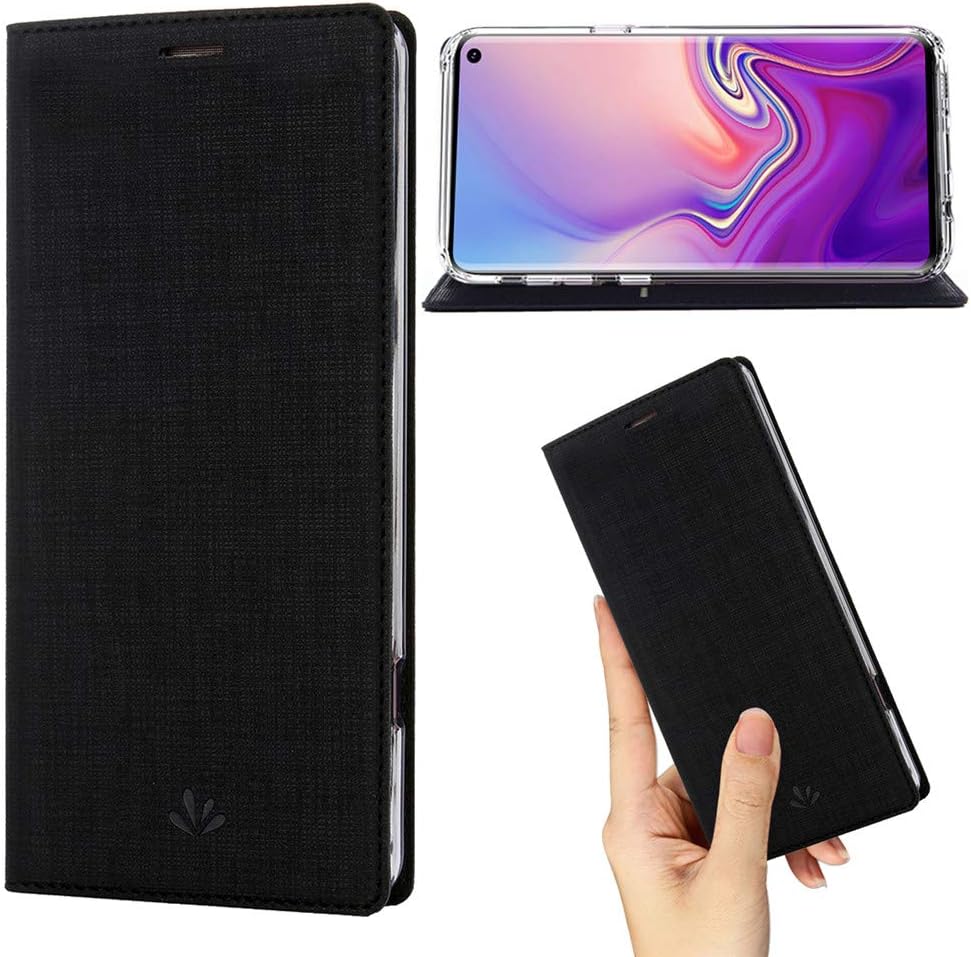 weier Samsung Galaxy S10E Case,Premium Flip Leather Wallet Case Stand Kickstand Card Slot Magnetic Closure Full Body Protective Cover Clear TPU Bumper Thin phone Case for Galaxy S10E (ZBlack)