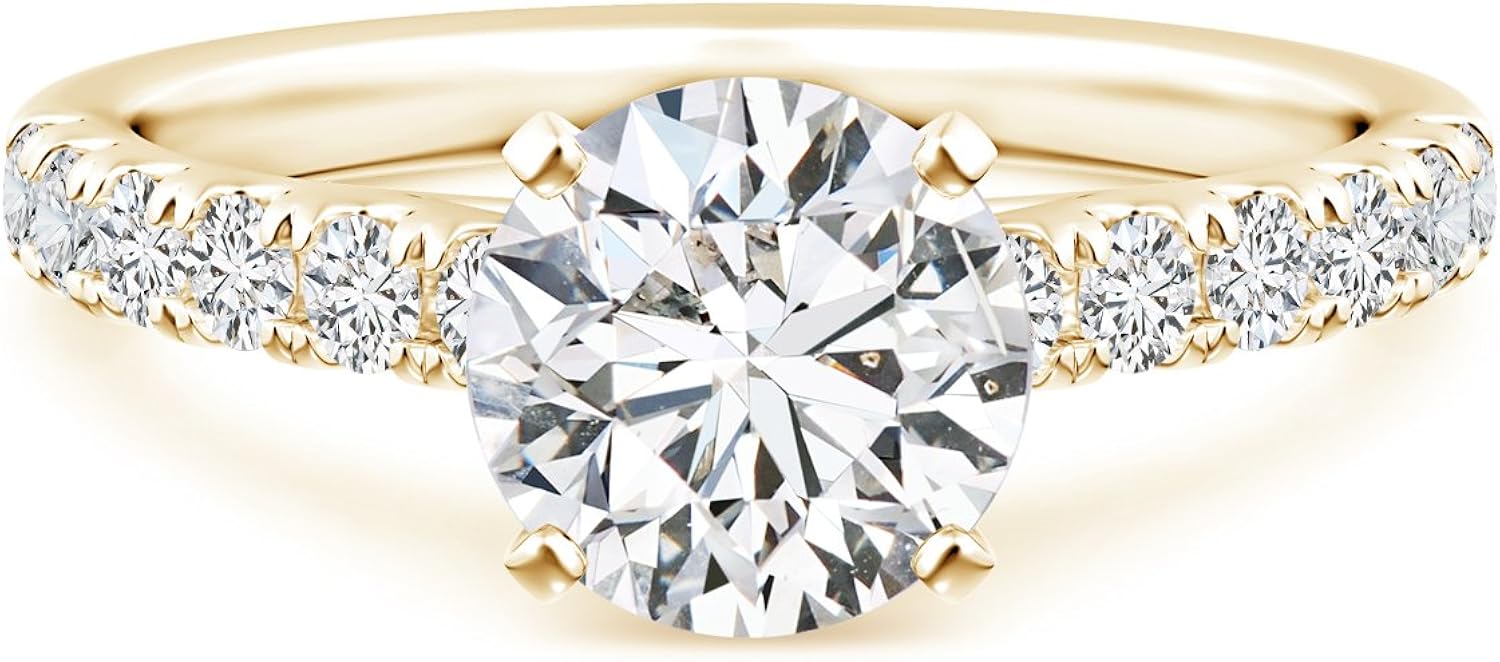 Classic Lab Grown Diamond Engagement Ring with Diamond Accents in 14k