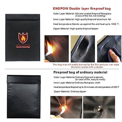 Fireproof Document Bag, Highwinner Water Resistant Safe Bag for Passport and Valuable items(Black)