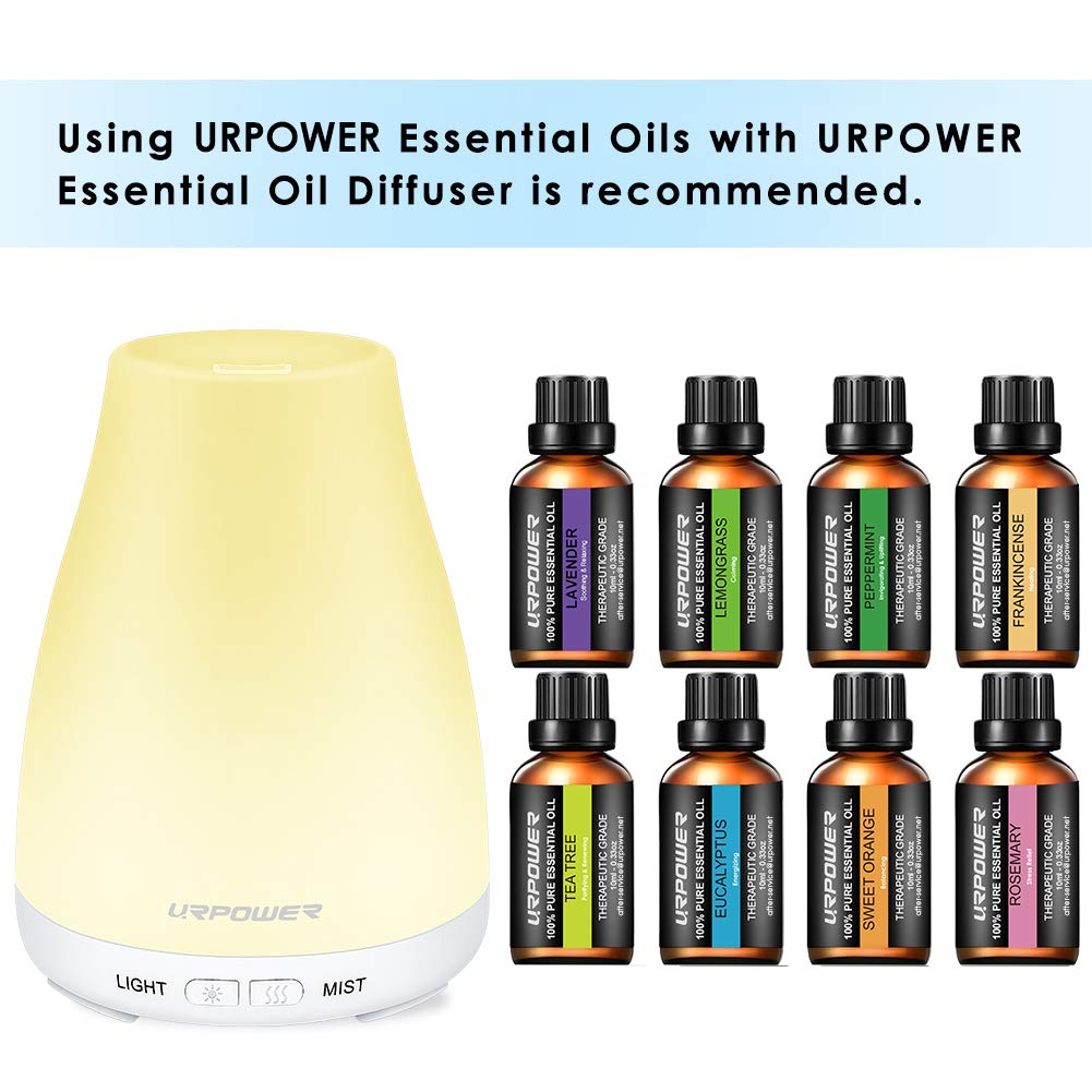 URPOWER Essential Oils Top 8 Aromatherapy Essential Oils 100% Pure Therapeutic Grade Essential Oils Set Lavender/Peppermint/Tea Tree/Orange/Eucalyptus/Lemongrass/Frankincense/Rosemary: Health & Personal Care