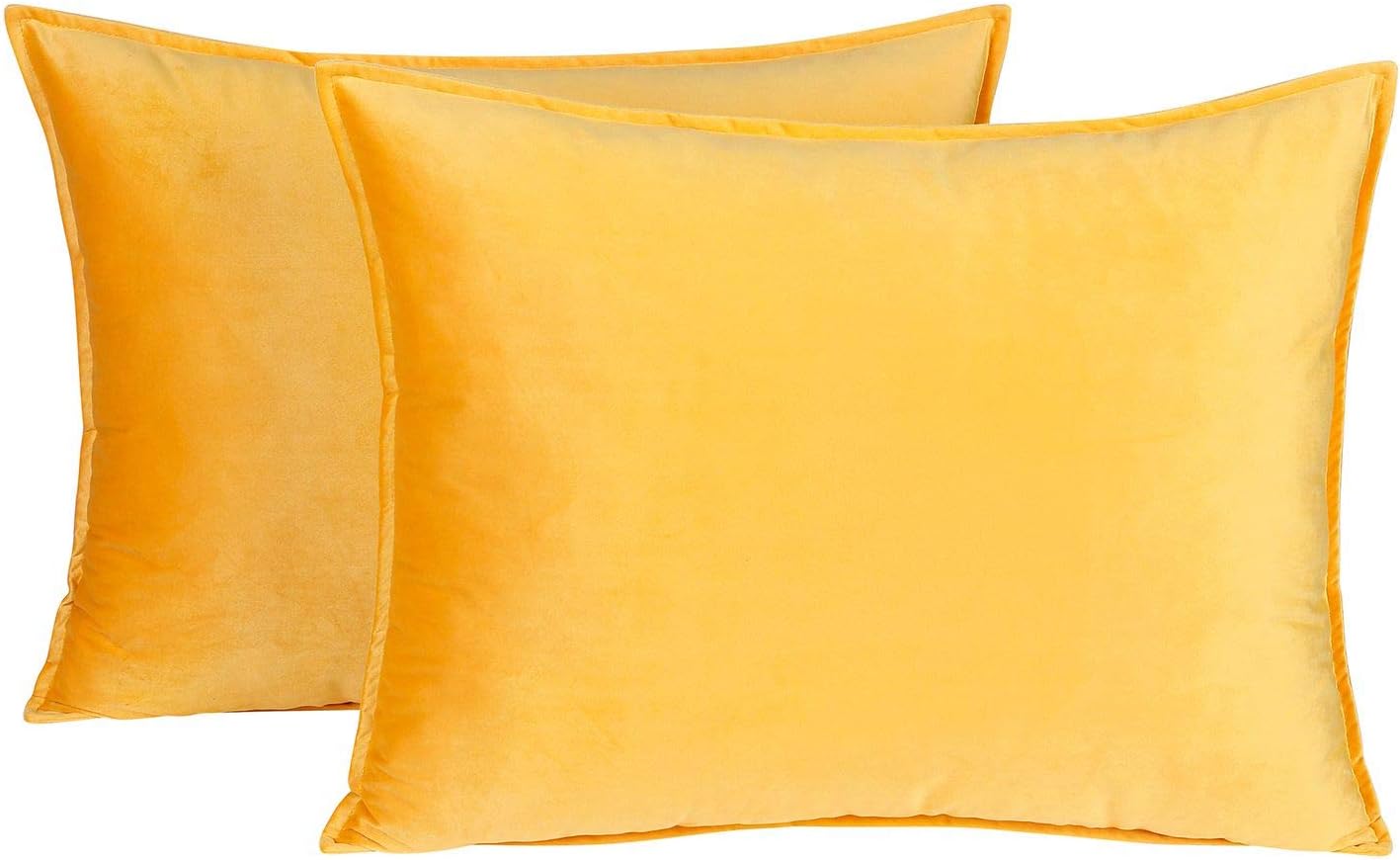 Colorxy Queen King Velvet Pillow Shams - Set of 2 Decorative Throw Pillow Covers Soft Solid Pillow Case Cushion Covers for Couch, Sofa, Bedroom (20 x 36 Inch, Orange Yellow)