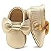 OOSAKU Infant Tolddler Baby Soft Sole PU Leathe Bowknots Shoes (6-12 Months, Gold)