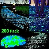 ZesGood 200PCS Glow in the Dark Garden Pebbles Stone for Walkway Yard and Decor DIY Decorative Gravel Stones in Blue & Green