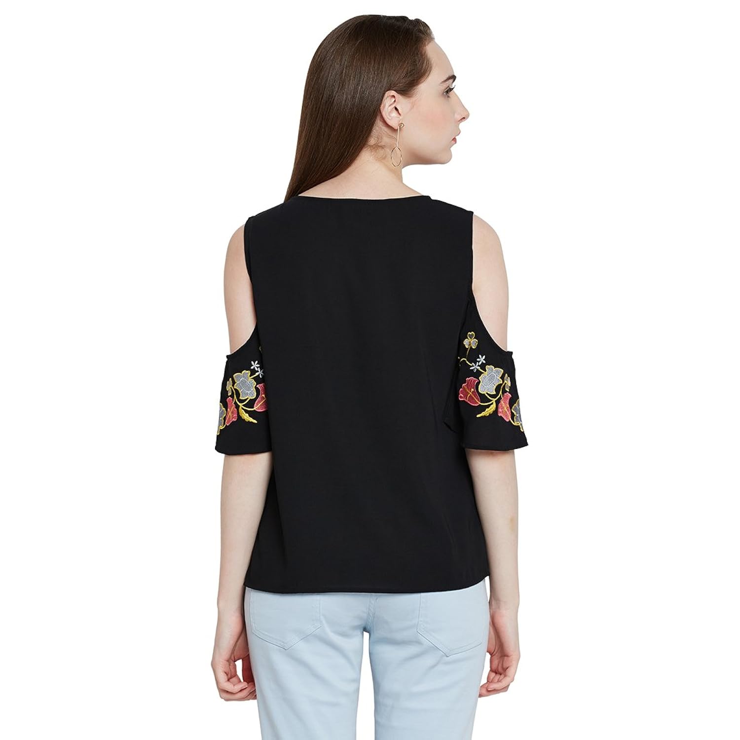 rare women black solid top