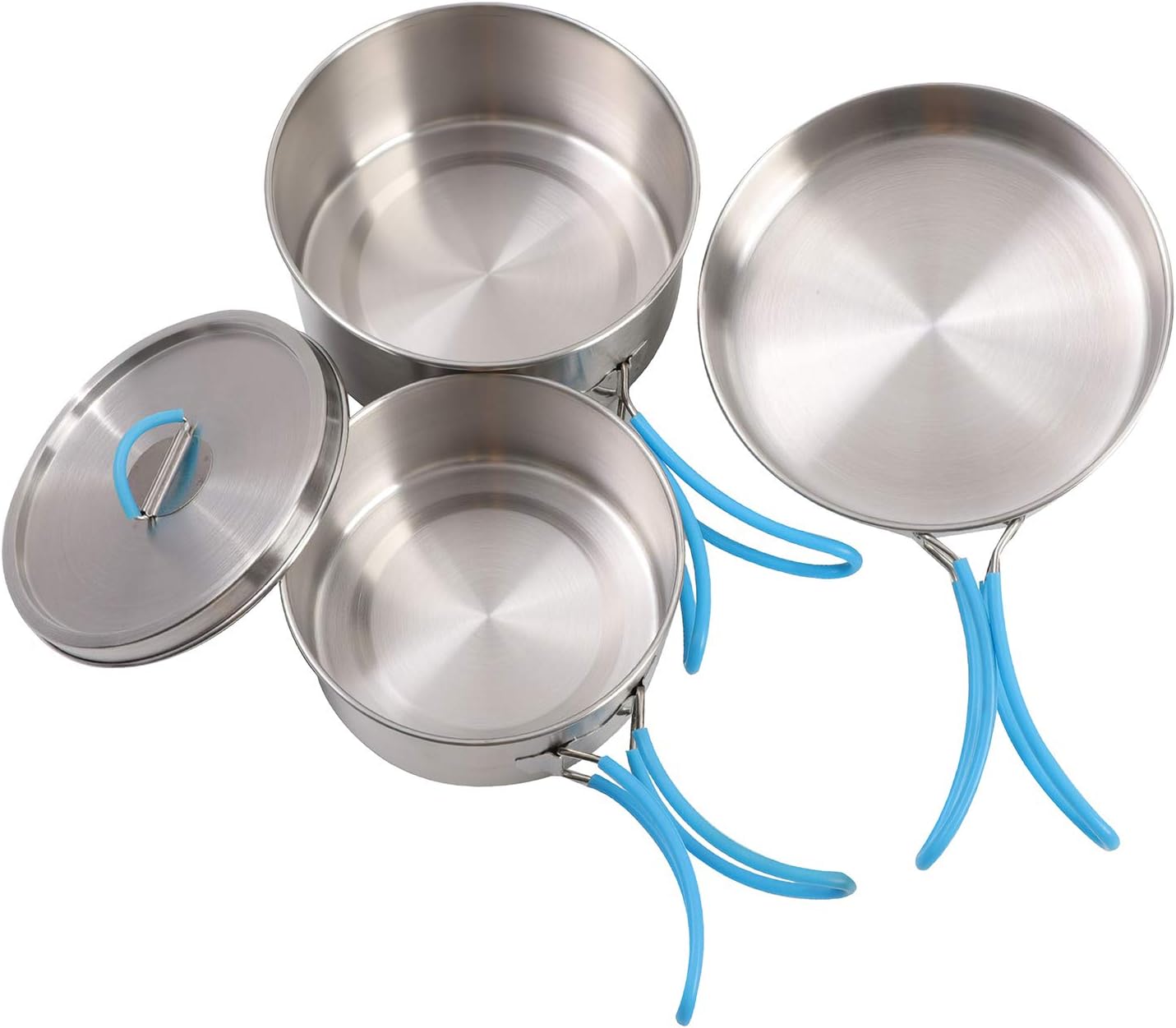 4Pcs Stainless Steel Cookware, Camping Set Pot Portable Camping Cooking
