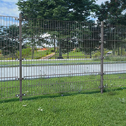 vidaXL Zaunfeld mit Pfosten Gartenzaun Doppelstabmattenzaun 6x2 m Anthrazit – Bild 3