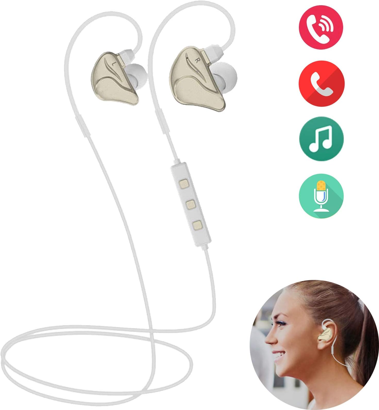 Bluetooth Headset Headphone Wireless Sports Noise Cancelling Earphone Comfortable Fit Earbuds for iOS iPhone X XR 8 Plus Samsung S10 S10E S9 S8 Huawei LG Moto Mobile Phones