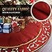 ANOTHERME Deluxe Handmade Large Christmas Tree Skirt with Holly Leaves 50 inch, Festive Holiday Party Decoration (Dark red)