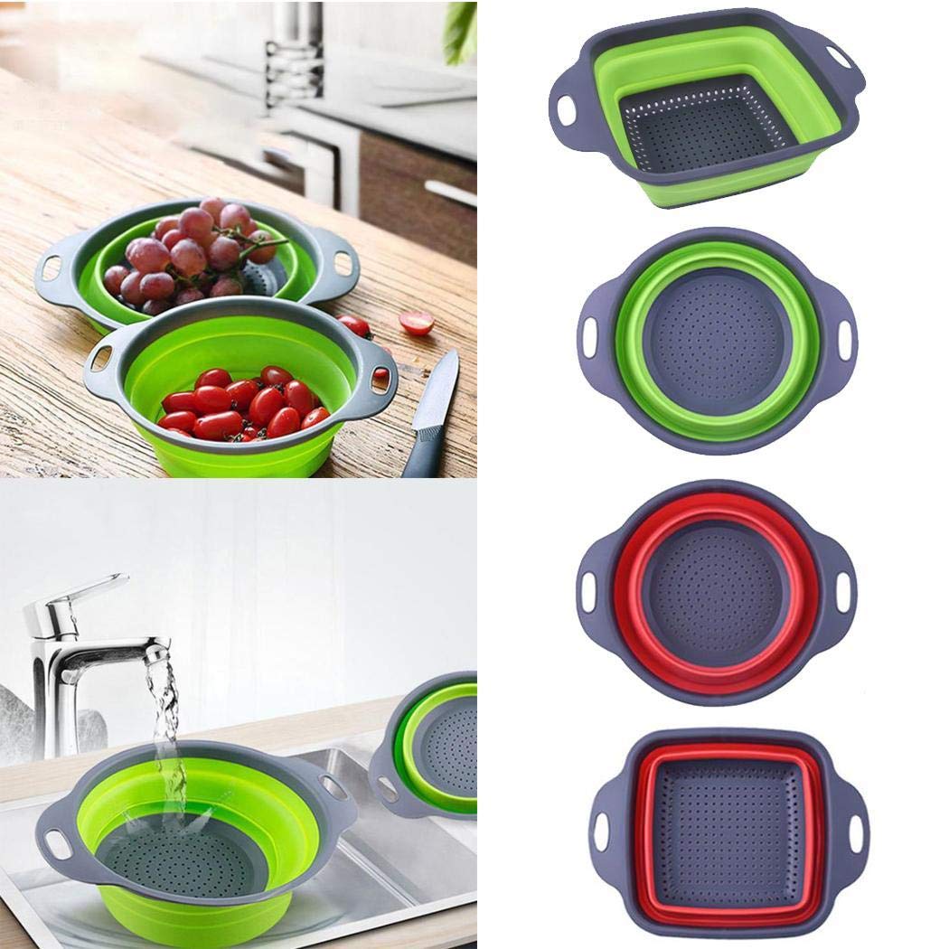 fanddy Home Kitchen Retractable Foldable Fruit Vegetables Washing Basket Silicone Storage Basket Shelf Baskets