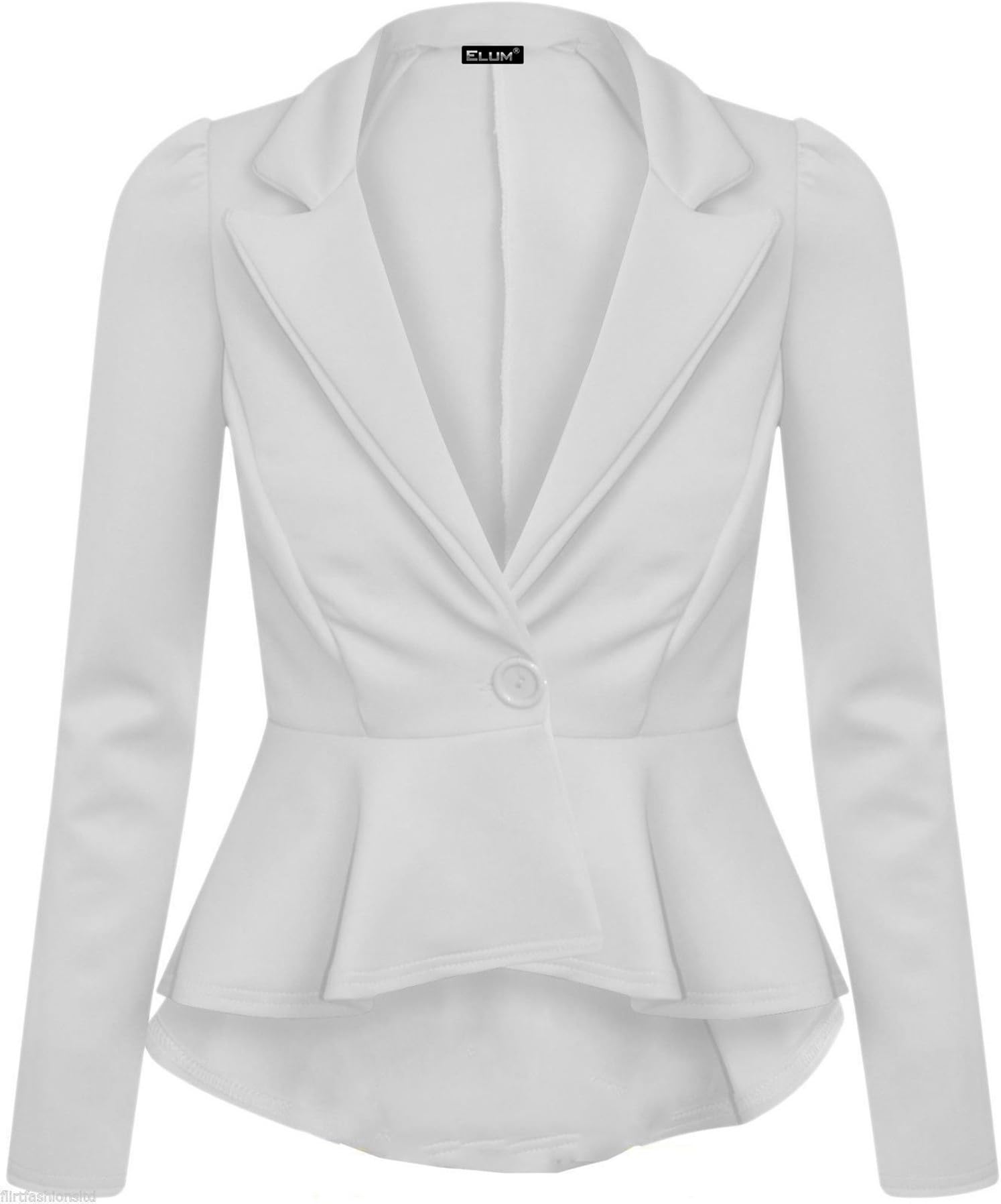 Womens Long Sleeves Crop Frill Shift Slim Fit Peplum Blazer Jacket Coat