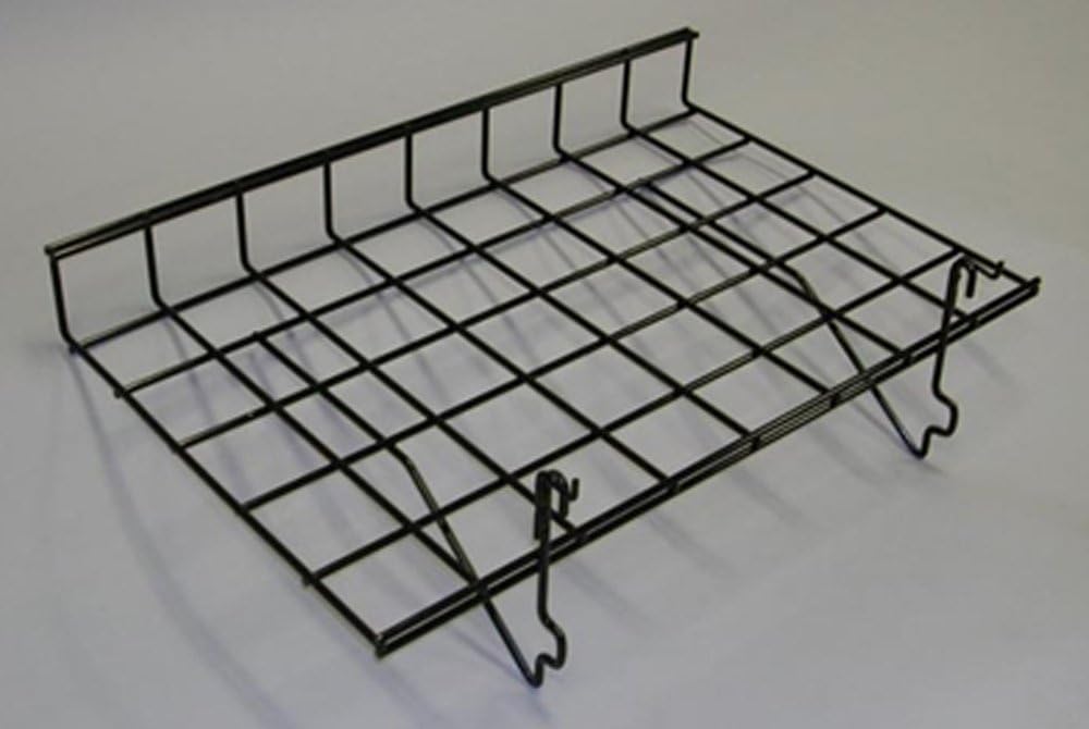 Lot of 5 NEW BLACK 24"L x 15"D Straight Shelves with Lip for Display Grid Panels