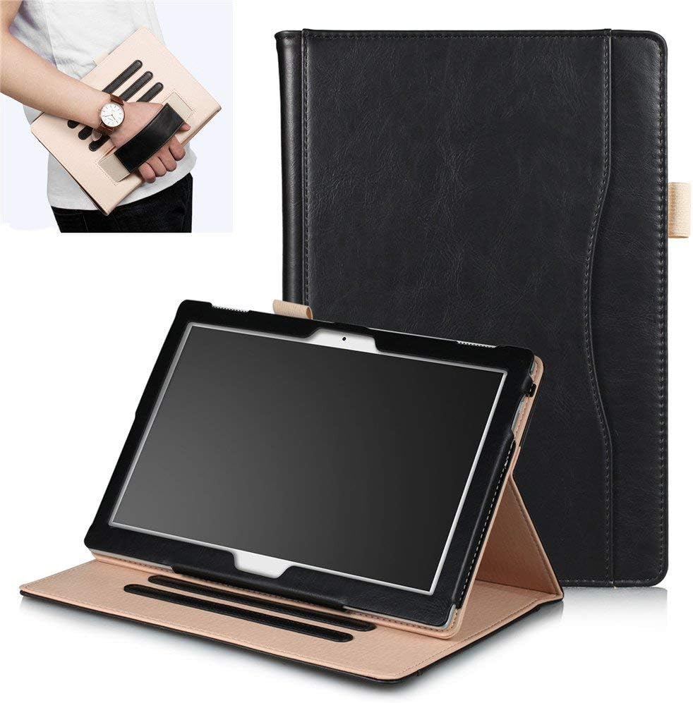 ABOUTTHEFIT PU Leather Folio Cover Case for Lenovo Tab 4 10/10.1-Inch Tablet with Auto Sleep/Wake (Black)
