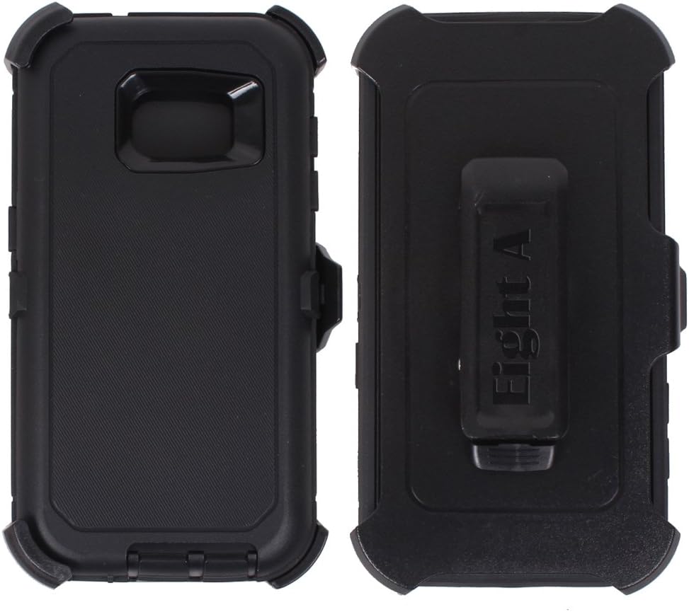 Heavy Duty Defender Impact Rugged with Built-in Screen Protector Case Cover with Clip for Samsung Galaxy S7 (Black)