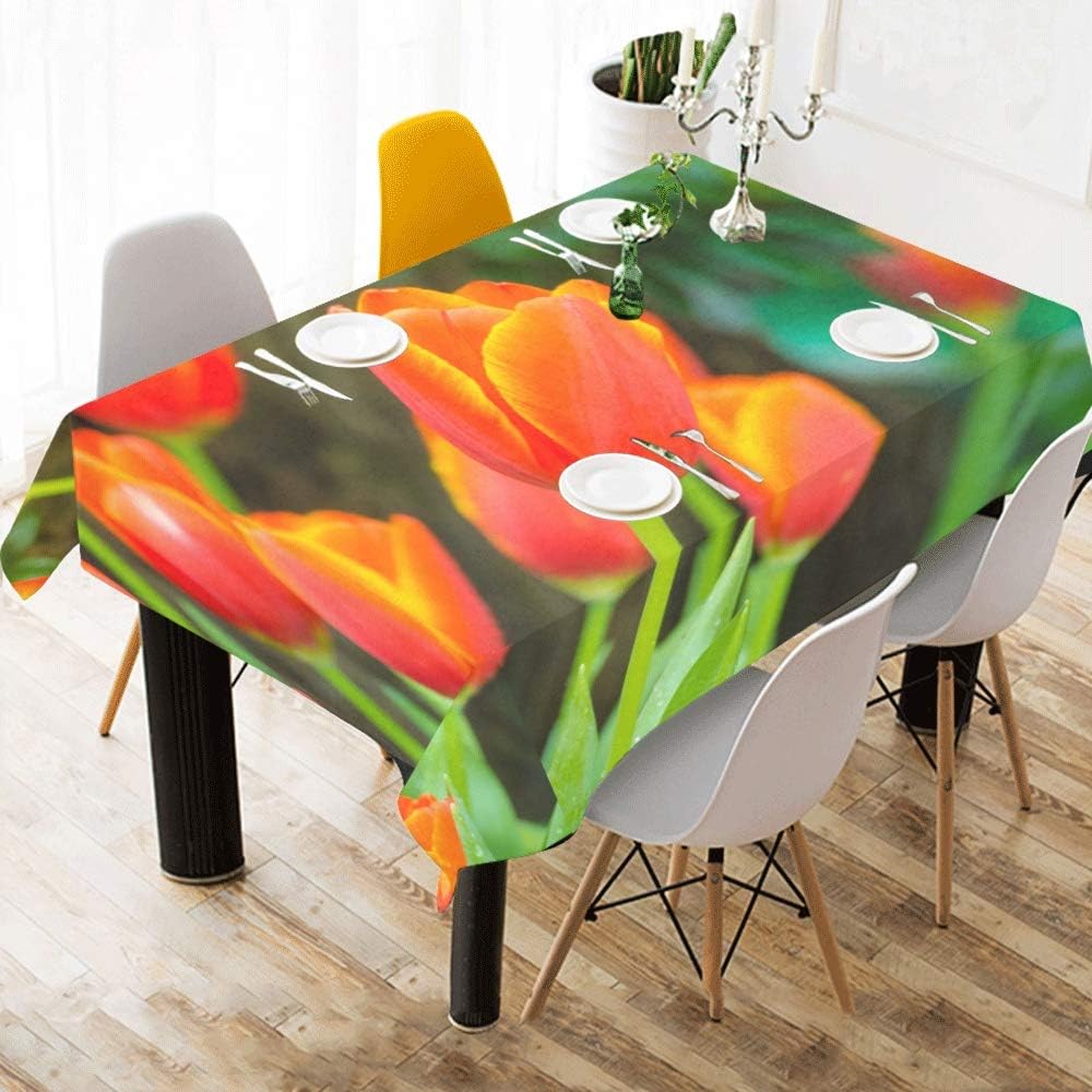 Conference Table Cloth Beautiful Bouquet of Tulips Cotton Print Table