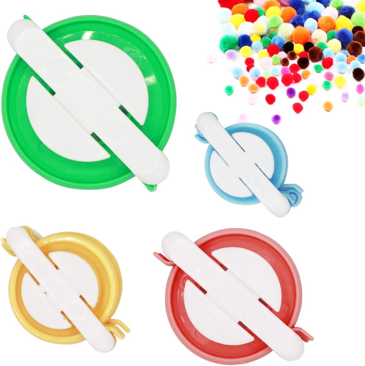Natuce Pom Pom Maker for DIY Pompom Maker Kit Fluff Ball Weaver Tool Set,4 Pcs Different Sizes