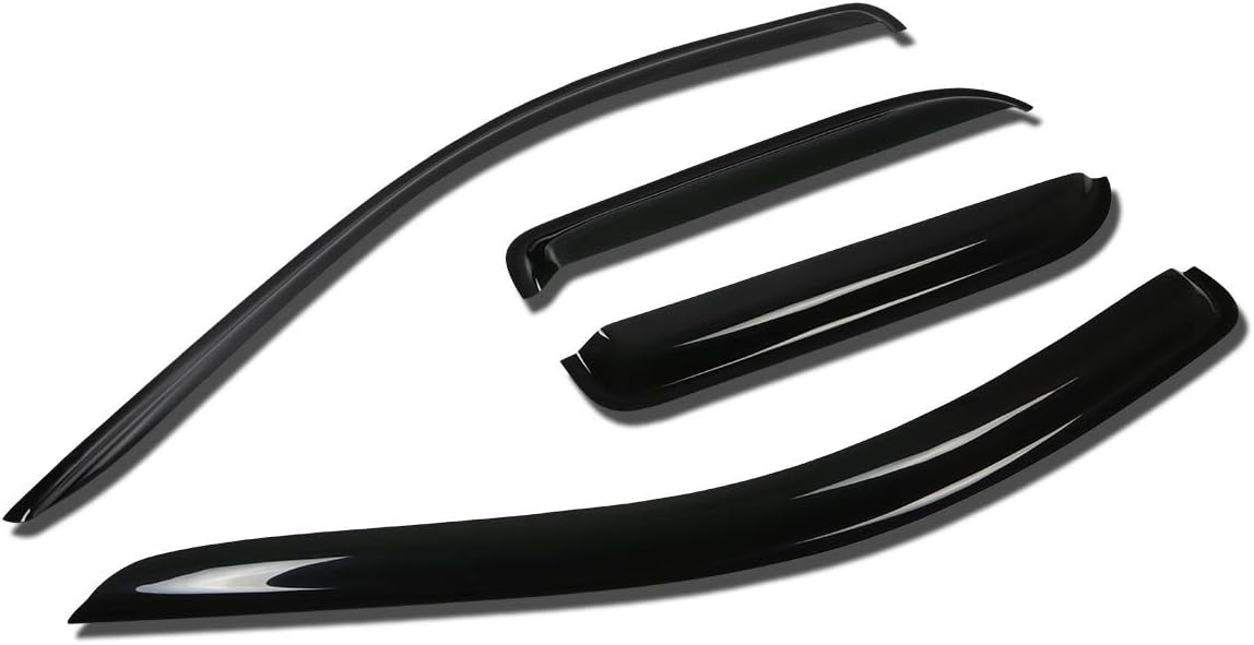DNA MOTORING WVS-030 Dark Smoke Vent Window Visor Deflector Rain/Sun Guard, 4 Piece