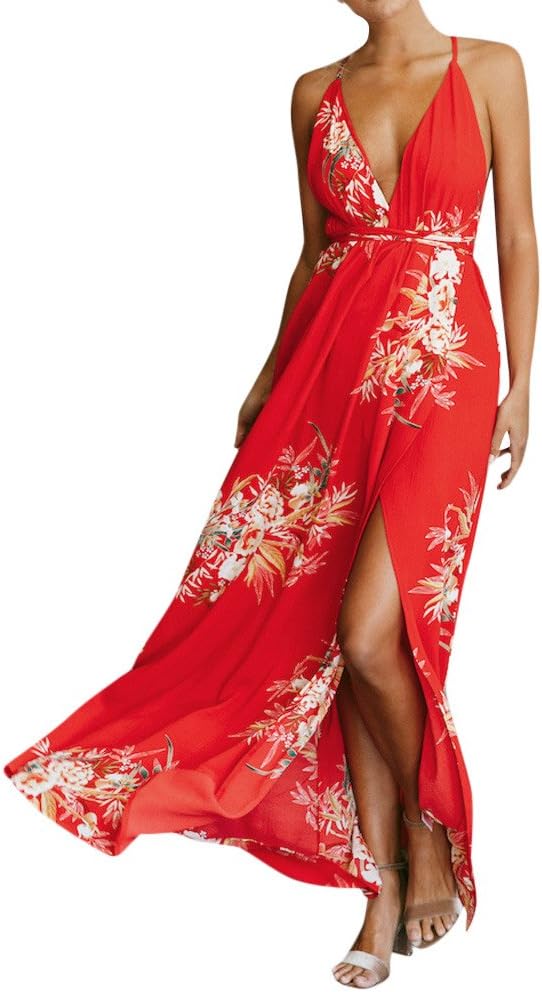 Boho Maxi Dress, Bestoppen Women Summer Sleeveless Beach Dress Irregular Lang Party Dresses Chiffon Holiday Sundress for Ladies