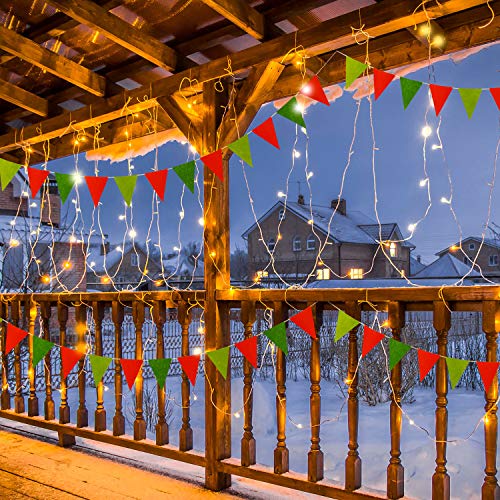image for Boao 5 Pieces Christmas Pennant Banner Triangle Bunting Flag Banners R