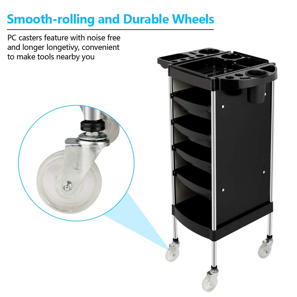 Mefeir Salon Trolley Cart With Abs Drawers Metal Holder Rolling