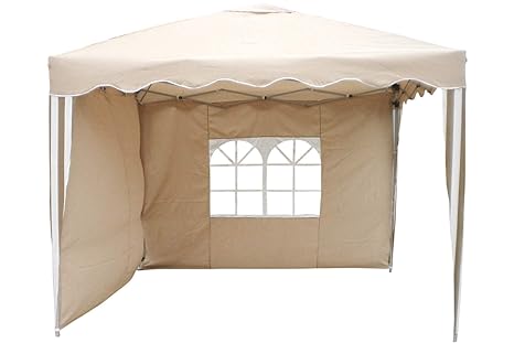 Unbekannt Alu Garten Faltpavillon mit Seitenteilen 3 x 3 m beige/weiß