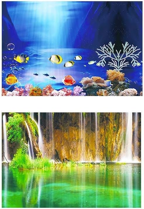 Landslide Fish Tank Double-Sided Background Paper Painting HD Picture 3D Wallpaper Aquarium Decorative Sticker (B)