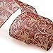 iPEGTOP Wired Christmas Ribbon, Assorted Organza Swirl Sheer Fabric Crafts Gift Wrapping Ribbons DIY Floral Poinsettia Christmas Design Decorations, 36 Yards (6 Roll x 6 yd) by 2.5 inch, Red/Gold