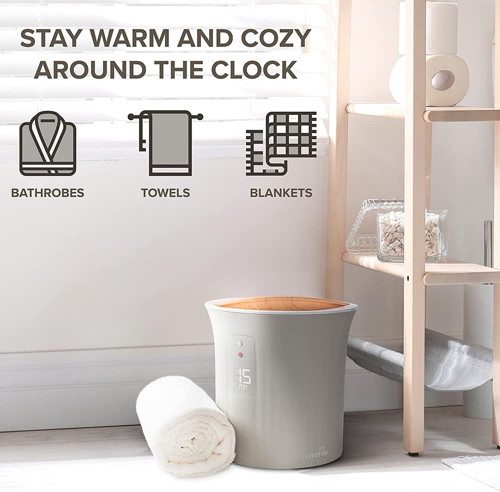 Live Fine Towel Warmer | Bucket Style Luxury Heater with LED Display, Adjustable Timer, Auto Shut-Off | Fits 40” x 70” Oversized Bath Sheet Towel: Home & Kitchen