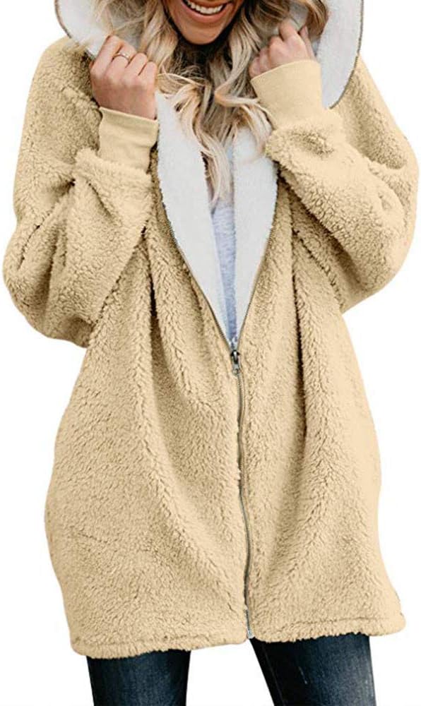 Doublelift Womens Fleece Jackets Full Zip Hoodie Long Coats Winter with Pocket