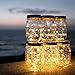Solar Mason Jar Lights, Adecorty Outdoor Hanging Lights 2 Pack 20 LED String Fairy Star Firefly Jar Lights (Jars & Hangers Included) Warm White Waterproof Solar Lanterns for Garden Patio Outdoor Decor